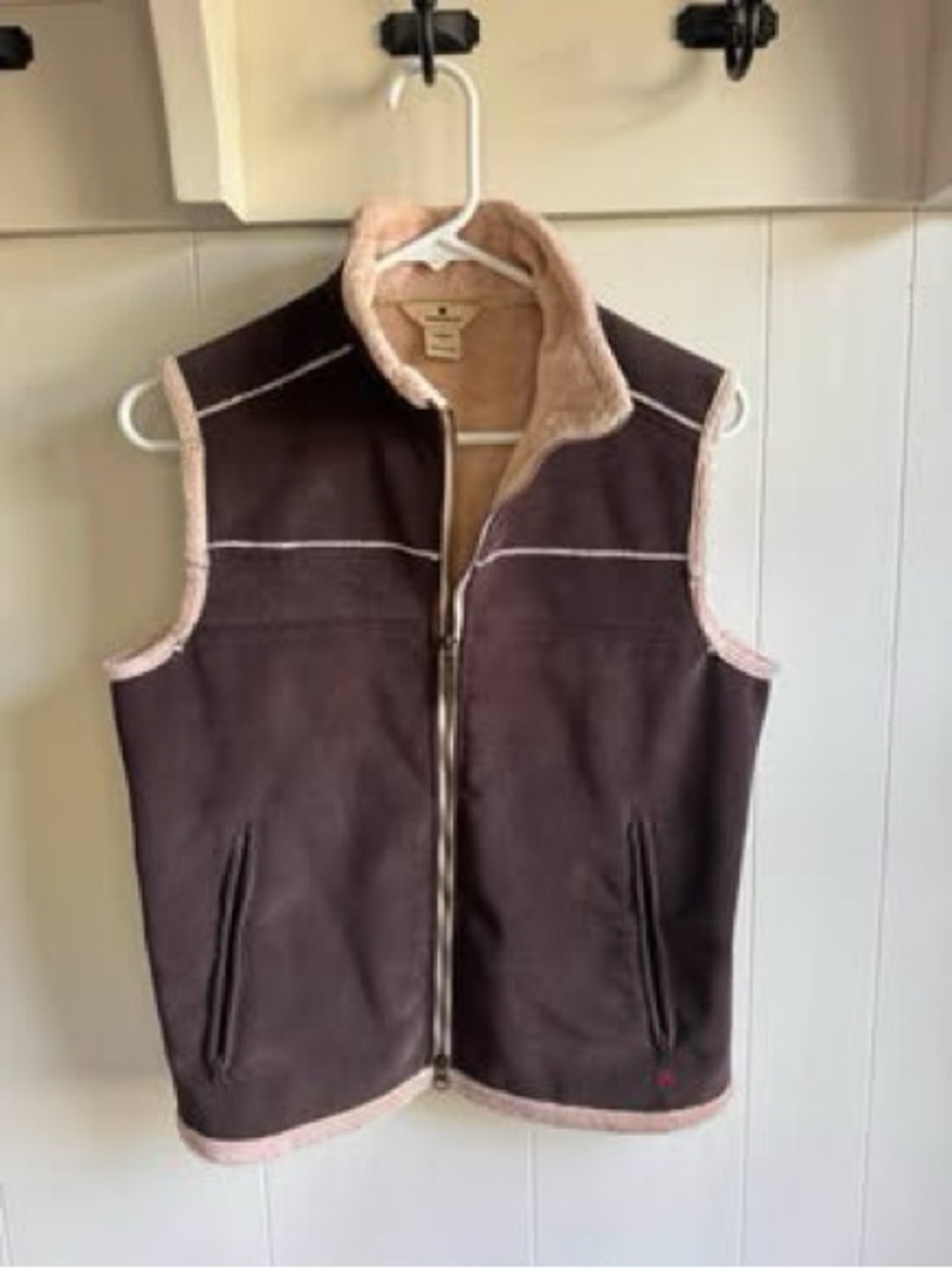 Woolrich Chocolate Brown corduroy Vest with Cream Trim